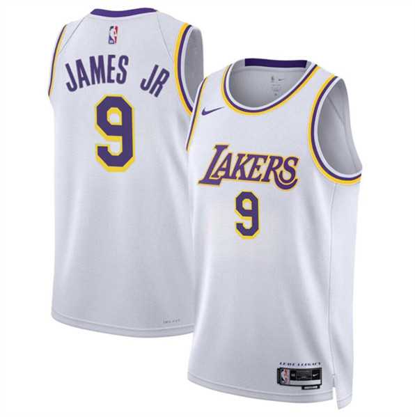 Men%27s Los Angeles Lakers #9 Bronny James Jr. White 2024 Draft Association Edition Stitched Basketball Jersey Dzhi->los angeles lakers->NBA Jersey